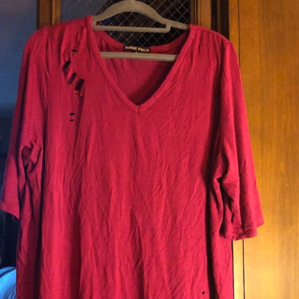 Maroon Cut Out T Shirt